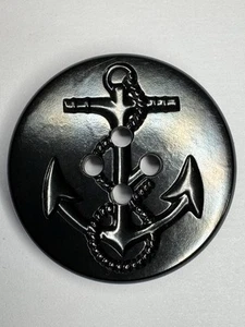 Vintage U.S. Navy Peacoat Button – Single Black Plastic Anchor Emblem Button - Picture 1 of 2