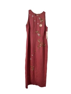 Vestido Donna Morgan 6 Lino Hada Maxi Rosa Bordado Floral Boho Boda Nuevo Foto 1 de 4