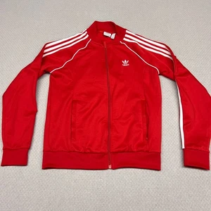 Adidas Track Jacket Mens Small Red Striped Trefoil Classic Streetwear Hiphop - Picture 1 of 7
