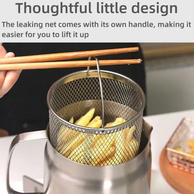 Ölfiltertopf aus Edelstahl mit großem Fassungsvermögen und feinmaschigem Korb und Deckel - Bild 1 von 4