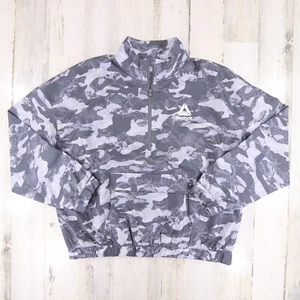 Reebok Jacket Womens Medium 1/2 Zip Gray Camo Pullover Windbreaker - Picture 1 of 10