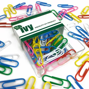 Ivy Papeterie - 28mm Assorti Couleur Trombones - Plastique Boite De 75 - Photo 1/3
