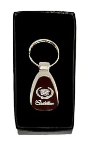 Old School Custom Engraved Cadillac L/W Keychain In Metal Burgundy/Silver New - Bild 1 von 4
