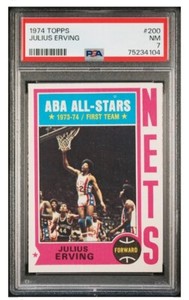 1974 TOPPS #200 JULIUS ERVING NETS HOF PSA 7