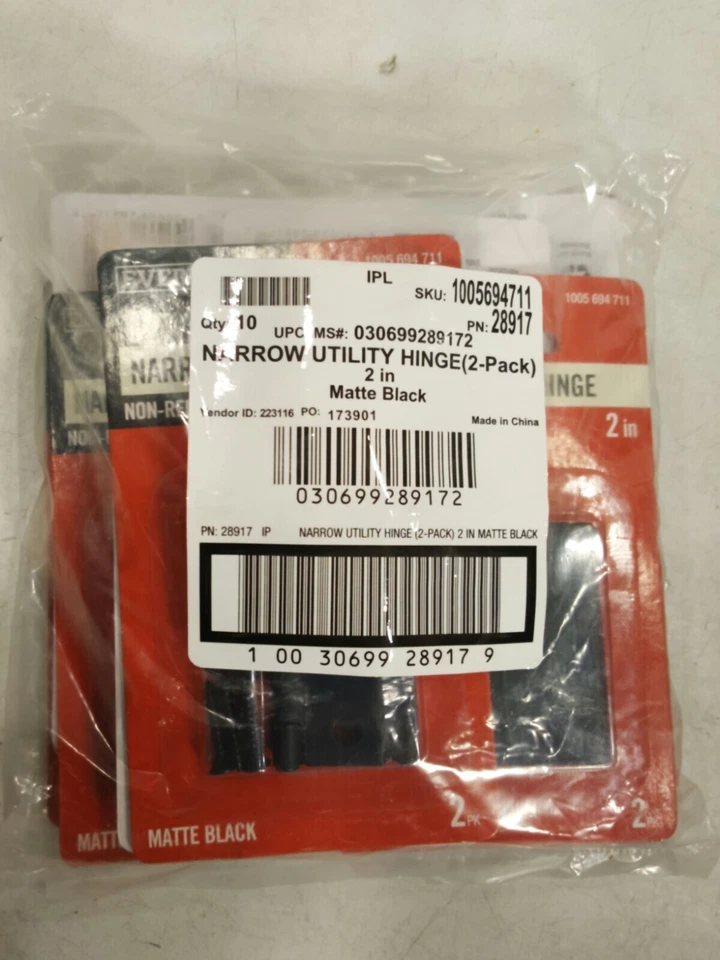 EverBilt #28917 2in Narrow Utility Hinge (2-Pack) Matte Black