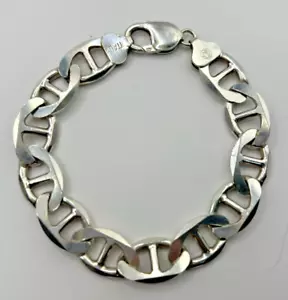 Mariner Link Sterling Silver Vintage Bracelet Italy 7.75" Long - Picture 1 of 5