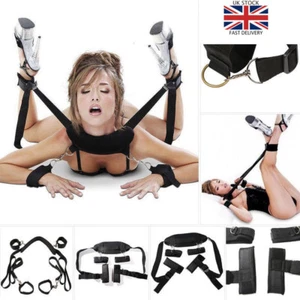 Fantasy Adults Cosplay Fetish Bed Restraint Bondage Collar Hands Ankle Cuffs UK. - Picture 1 of 3