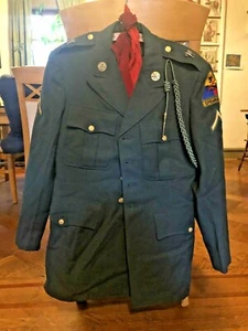 1960s Army Uniform 3rd Armored Div w/ 6th Field Artillery pin cord scarf pants - Foto 1 di 9