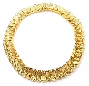 Rare! Authentic Vintage Tiffany & Co 18k Yellow Gold Fan Shell Link Necklace - Picture 1 of 12