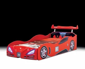 Autobett Kinderbett VERON XR-4 Basic in Rot Rennwagen-Design mit LED Frontlicht - Bild 1 von 3