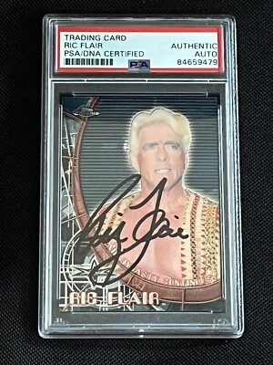 RIC FLAIR 1999 TOPPS WCW EMBOSSED CHROME SIGNED AUTOGRAPH CARD PSA/DNA CERTIFIED - Image 1 of 2