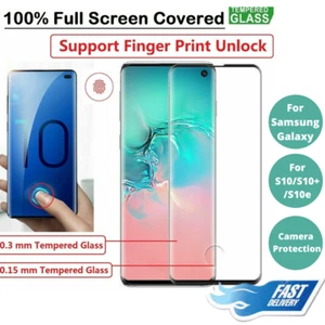 Samsung S10 S10E S10+ Plus Full Glue Screen Protector Fingerprint with Hole Case - Picture 1 of 7