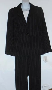 Sag Harbor Ladies Three (3) Piece Pinstripe Pant Suit Black & White Ten (10) NWT - Picture 1 of 9
