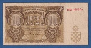 CROACIA // CROATIA -- 10 KUNA ( 30.8.1941 ) -- BC // F -- PICK 5b . - Imagen 1 de 2