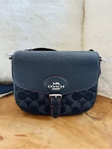 NWT Coach CQ187 Amelia Small Saddle Bag In Signature Denim Leather $328 - Picture 1 of 11
