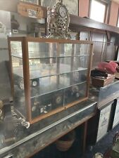 antique wall mount table top glass and wood display case 36 x 30.58 x 13.5 D