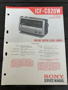 Sony ICF-C820W FM/AM Digital Clock Radio US Service Manual OEM Vintage Diagrams