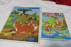1980 2-Disney Fox & Hound, Chip/Dale & 2 Poochie Frame Tray Puzzles Vintage
