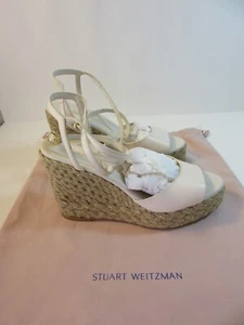 STUART WEITZMAN Barely Nude Size 9 Espadrille Ankle Strap Platform Sandals - Picture 1 of 8