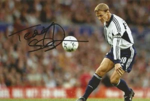 TOTTENHAM, MAN UNITED & ENGLAND: TEDDY SHERINGHAM SIGNED 6x4 ACTION PHOTO+COA - Picture 1 of 1