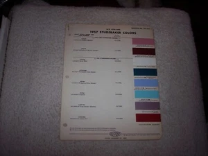 1957 STUDEBAKER COLORS DU PONT EXTERIOR PAINT CHIP COLOR CHART #49 - Picture 1 of 4