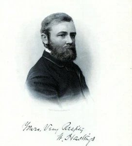 WASHINGTON HASTINGS WILMINGTON DELAWARE 1880s retrato grabado acero impresión - Imagen 1 de 2