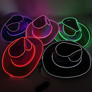 Disco Luminous Cowboy Hat Glowing Light Bar Cap Bachelorette Party Supplies