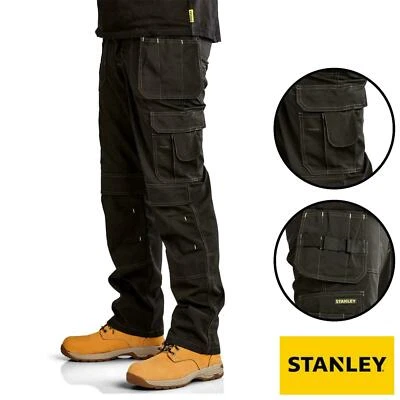 STANLEY PRO Slim Fit Stretch Trouser Twin Holster Knee Pad Pockets Work Pants