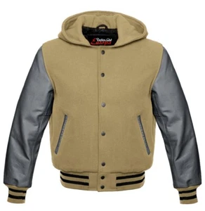 Giacca lana Varsity Letterman maniche in vera pelle - Foto 1 di 3