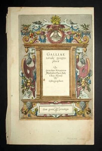 GALLIAE TABULE GEOGRAPHICAE 1585 Feuillet de titre de l'Atlas de Gérard Mercator - Picture 1 of 3