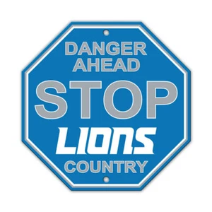 Detroit Lions Sign 12x12 Plastic Stop Style Wordmark CO - Picture 1 of 1