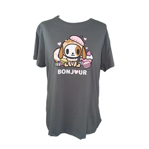 Women's Tokidoki Dolls Kill Bonjour Donutino Grey T-Shirt Donut Dog Cute X-Large - Picture 1 of 5