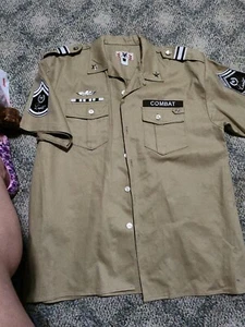 REGAL MILITARY COMBAT FORCE SHIRT Patches Badges Medals sz Large - Picture 1 of 6