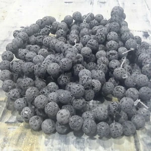 Natural Lava Beads Dark Grey, 10mm Round  Approx 38pcs Free postage. Oz Seller - Picture 1 of 3