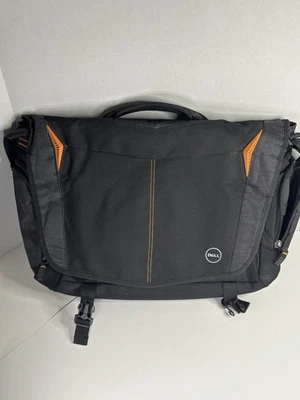 "Bolso de nailon de hombro/mensajero para computadora portátil Dell negro/naranja se adapta hasta 17""" Foto 1 de 4