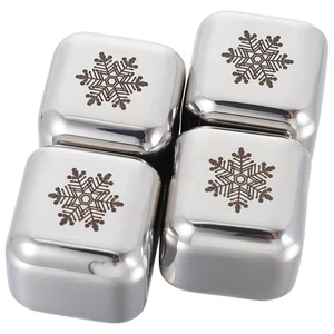 Ice Tartar Set Cubes Reusable Stainless Steel Chilling Spheres Stone - Picture 1 of 12