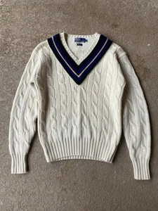 Polo by Ralph Lauren Cricket Sweater Size M Cable Knit Tennis Vintage Wool - Picture 1 of 6