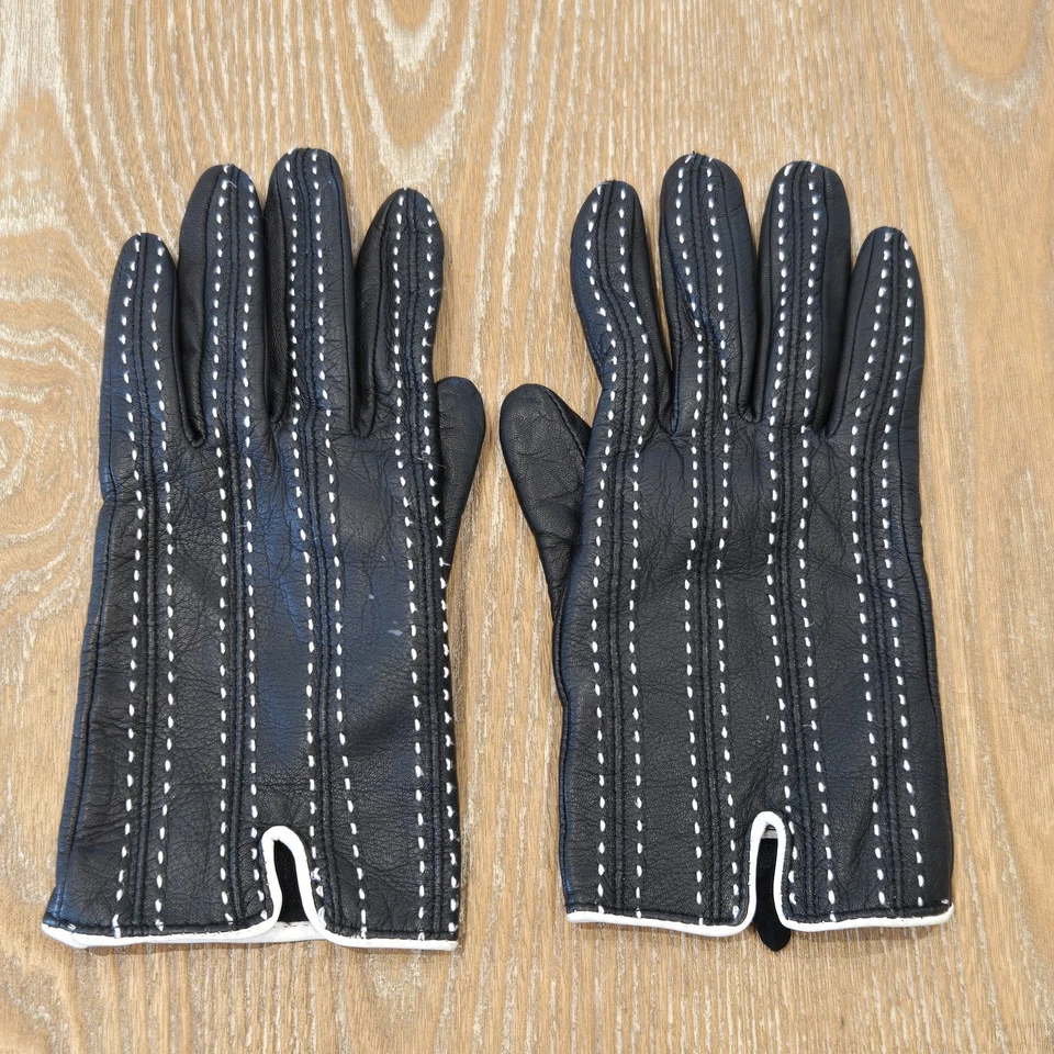 Guantes Mujer Merona Negro Blanco Costuras Cálidos Regalo Vacaciones Navidad Janucá Foto 1 de 4