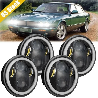4Pcs 5.75" 5-3/4 inch Round LED Headlights High Low Beam For Jaguar XJ XJR XJ8 - Image 1 of 4