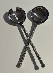 Stainless Steel Pasta Salad Spoon Fork Utensils Twisted Handles 10 3/4”L - Picture 1 of 14