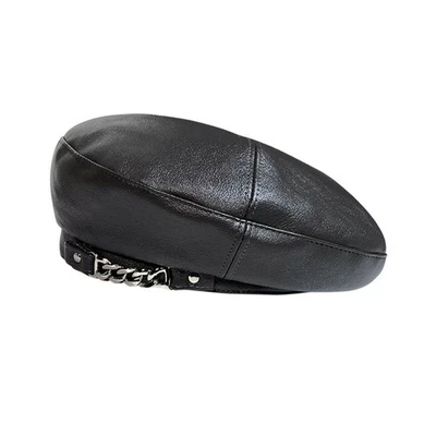 Vintage Retro Artist Women Faux PU Leather Casual Beret French Cap Beanie Hat - Image 1 of 4