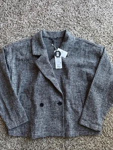 Blazer corto Eileen Fisher para mujer negro algodón orgánico tweed pequeño nuevo con etiquetas $248 - Imagen 1 de 8