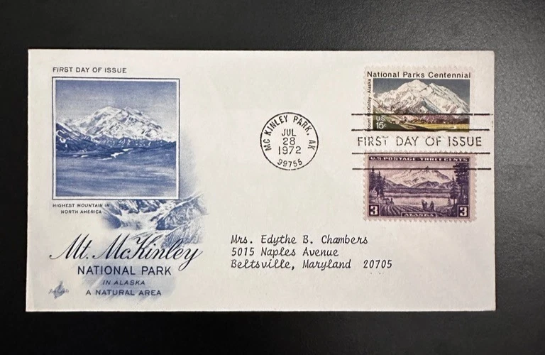Sc 1454 Mount McKinley National Park ArtCraft variety SEV# 1C2 Blue/Purple TA VF - Image 1 of 1
