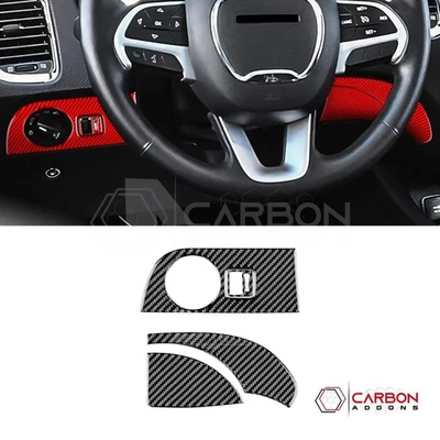 Real Carbon Fiber Head Light Control Trim Overlay for 2011-2020 Dodge Durango - Image 1 of 4