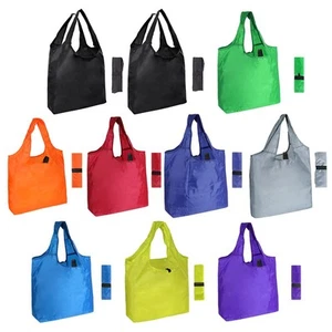 Aricsen 10 Pack Durable Colorful Folding Reusable Grocery Bags Handles Bulk S... - Picture 1 of 9