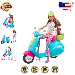 Juego de muñeca y scooter Fashionistas para niños con cachorro y accesorios de viaje - Imagen 1 de 8