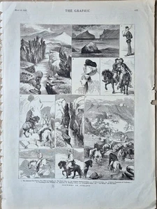 RARO GRABADO EN MADERA ORIGINAL, 1876, BOCETOS EN ISLANDIA - Imagen 1 de 1