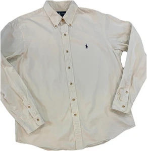 Ralph Lauren Herren Custom Fit Langarm Button Down Elfenbein 100% Baumwolle Hemd XL - Bild 1 von 14
