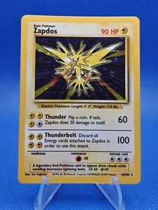 🔵 Pokemon TCG ZAPDOS 16/102 Base Set Holo Raro Ilimitado MP/HP - Imagen 1 de 2