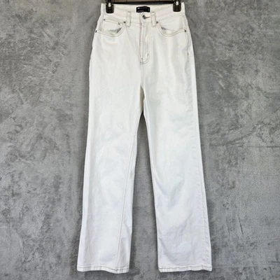 Pantalones de mezclilla elásticos de pierna recta cintura alta blancos talla 26 de diseño ASOS para mujer Foto 1 de 4